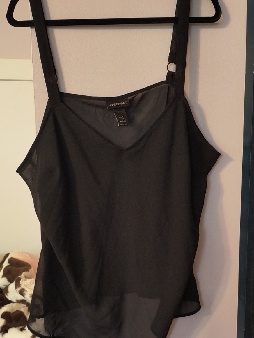 Lane Bryant Black Chiffon V-Neck Cami